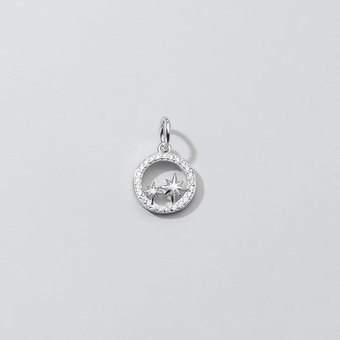 925 Sterling Silver Zircon Stars Charm for DIY Necklace