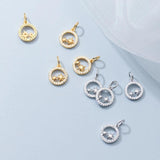 925 Sterling Silver Zircon Stars Charm for DIY Necklace