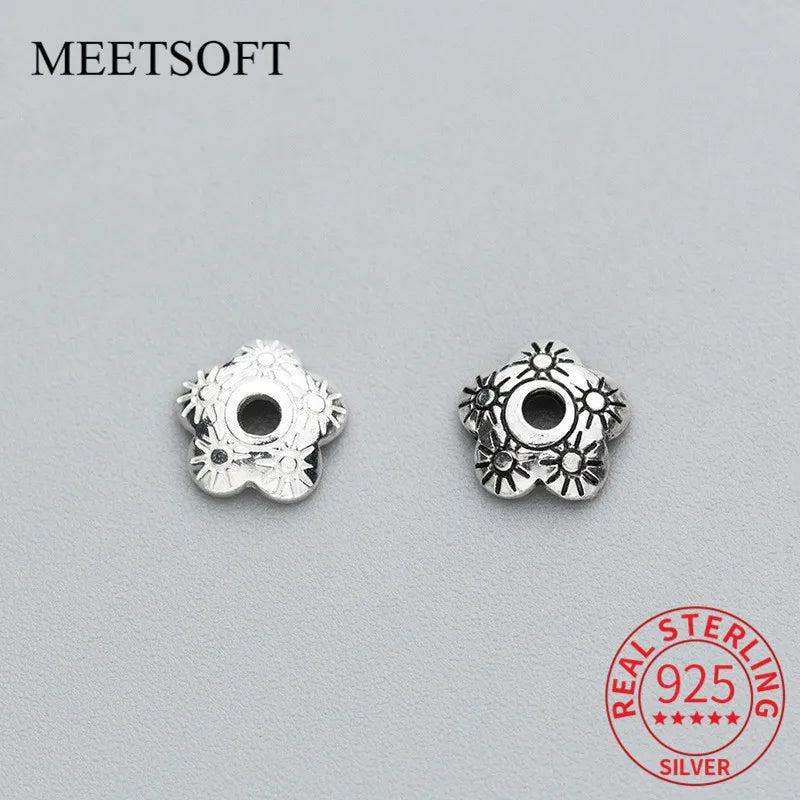 10pcs S925 Sterling Silver 6mm Flower Bead Caps DIY Fine Jewelry Accessory