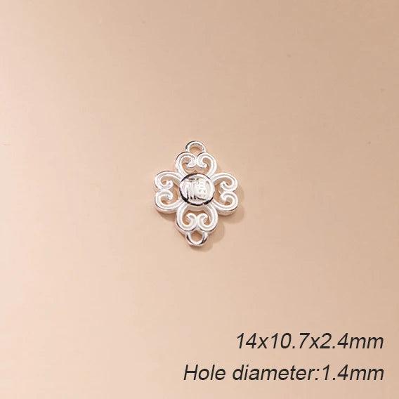 925 Sterling Silver Blessing Hollow Double hole Charms DIY Jewelry Accessory
