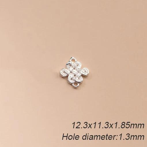 925 Sterling Silver Chinese Knot Double Hole Charms for DIY Jewelry Making