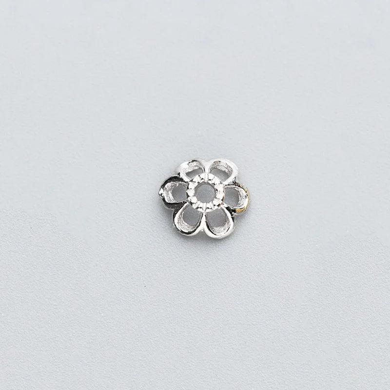 5pcs/lot 925 Sterling Silver Flower Charms Bead Caps DIY Jewelry Accessory