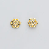 5pcs/lot 925 Sterling Silver Flower Charms Bead Caps DIY Jewelry Accessory