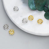 5pcs/lot 925 Sterling Silver Flower Charms Bead Caps DIY Jewelry Accessory