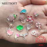 925 Silver Colorful Zircon Charms for DIY Jewelry Making