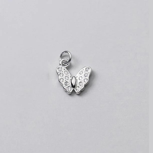 Romantic 925 Silver Zircon Butterfly Charms DIY Necklace Decoration