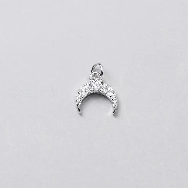 925 Silver Moon Zircon Charms for DIY Necklace