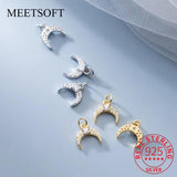 925 Silver Moon Zircon Charms for DIY Necklace