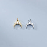 925 Silver Moon Zircon Charms for DIY Necklace
