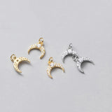 925 Silver Moon Zircon Charms for DIY Necklace