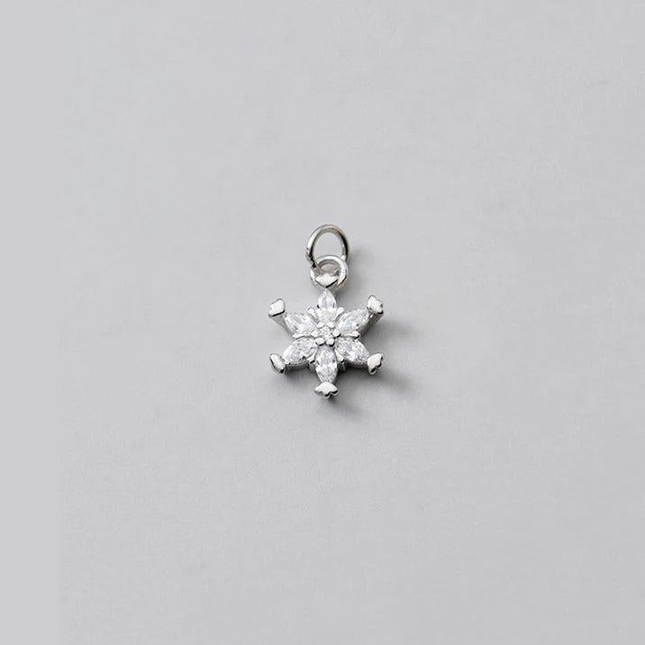 925 Silver Snowflake Zircon Charm for DIY Jewelry