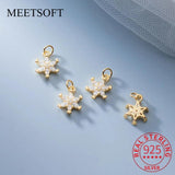 925 Silver Snowflake Zircon Charm for DIY Jewelry
