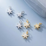 925 Silver Snowflake Zircon Charm for DIY Jewelry