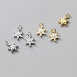 925 Silver Snowflake Zircon Charm for DIY Jewelry