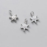 925 Silver Snowflake Zircon Charm for DIY Jewelry