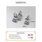 925 Sterling Silver Square Luck Cat Animals Charms DIY Jewelry Accessory