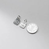 925 Sterling Silver Square Luck Cat Animals Charms DIY Jewelry Accessory