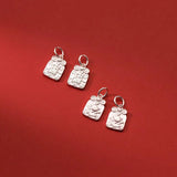 925 Sterling Silver Square Luck Cat Animals Charms DIY Jewelry Accessory