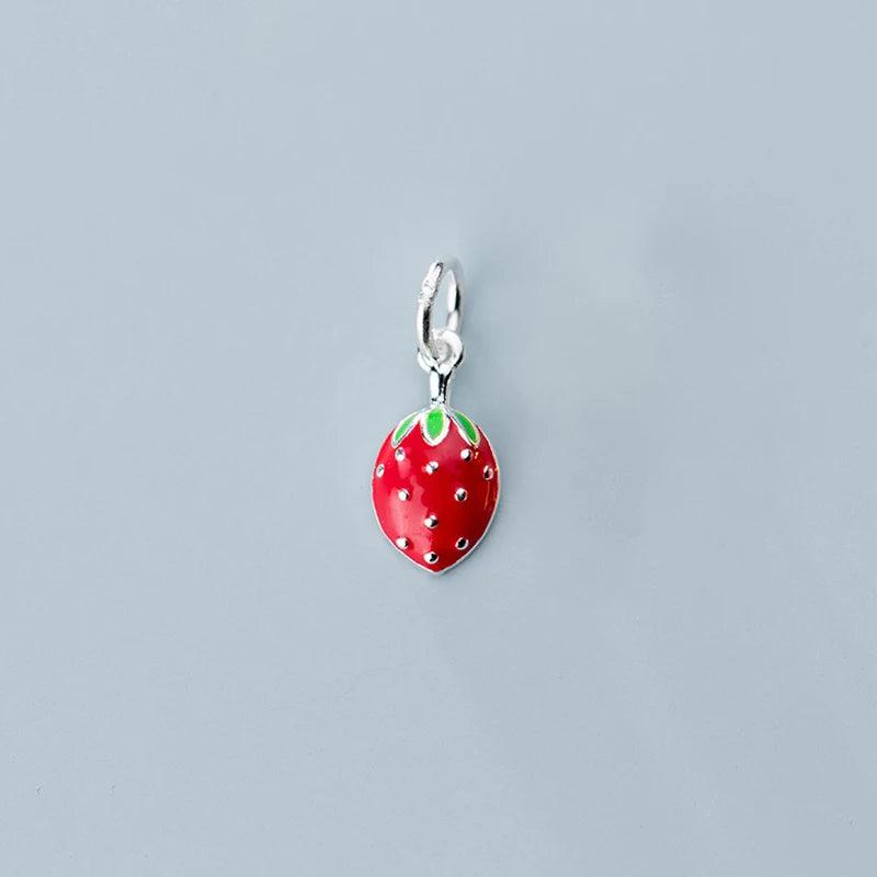 925 Sterling Silver Strawberry Charms for DIY Jewelry Making