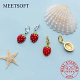 925 Sterling Silver Strawberry Charms for DIY Jewelry Making