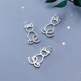 925 Sterling Silver Cat Charms for DIY Jewelry