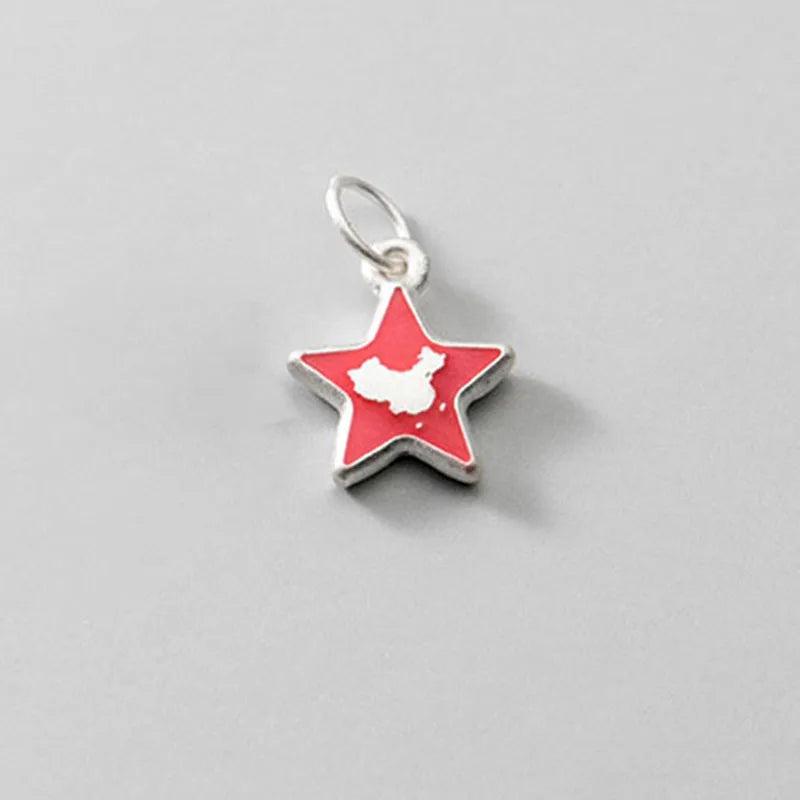 925 Sterling Silver Red Chinese Charms for DIY Necklace