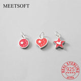 925 Sterling Silver Red Chinese Charms for DIY Necklace
