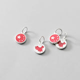 925 Sterling Silver Red Chinese Charms for DIY Necklace