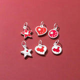 925 Sterling Silver Red Chinese Charms for DIY Necklace