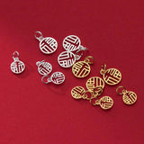 925 Silver Good Luck Hollow Round Card Charms Pendants