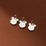 925 Sterling Silver Bear Head Circle Charms 9mm Women Jewelry Silver Pendants