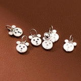 925 Sterling Silver Bear Head Circle Charms 9mm Women Jewelry Silver Pendants