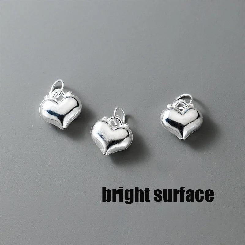 925 Sterling Silver Heart Bell Charms Pendant DIY Jewelry Accessories