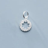 925 Silver Flower Zircon Charms for DIY Necklace Decoration