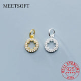925 Silver Flower Zircon Charms for DIY Necklace Decoration