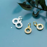 925 Silver Flower Zircon Charms for DIY Necklace Decoration
