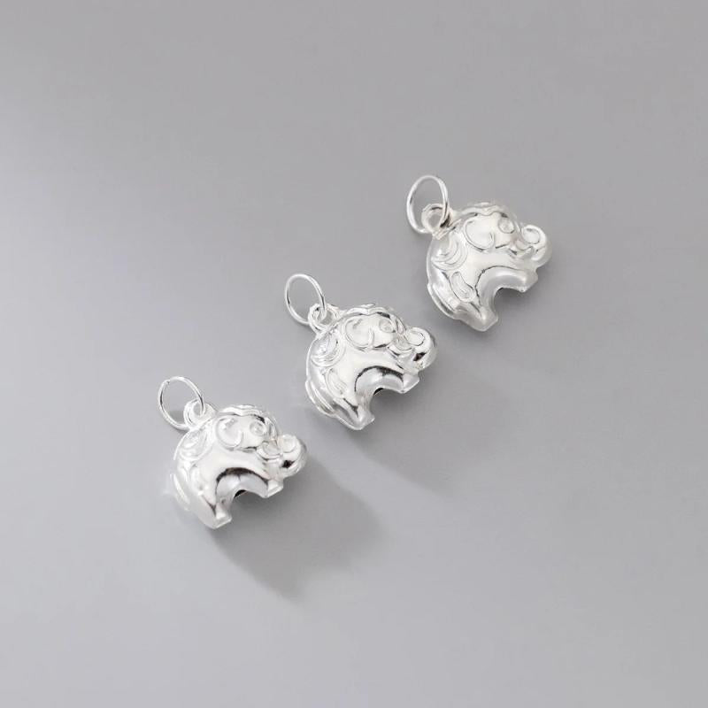 925 Silver Elephant Bell Charms Dangler Pendant for Bracelets Necklace
