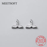 925 Silver Fish Tail Zircon Charms for DIY Necklace