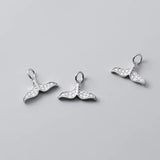 925 Silver Fish Tail Zircon Charms for DIY Necklace