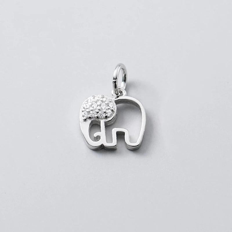 925 Silver Elephant Zircon Animals Charm DIY Necklace Accessory