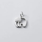 925 Silver Elephant Zircon Animals Charm DIY Necklace Accessory