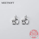 925 Silver Elephant Zircon Animals Charm DIY Necklace Accessory