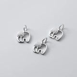 925 Silver Elephant Zircon Animals Charm DIY Necklace Accessory