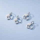 925 Silver Elephant Zircon Animals Charm DIY Necklace Accessory