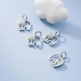 925 Silver Elephant Zircon Animals Charm DIY Necklace Accessory