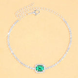 Boho Green Crystal Anklet Bracelet Foot Jewelry for Women Beach Chain Anklet
