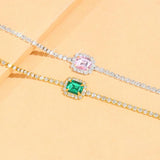 Boho Green Crystal Anklet Bracelet Foot Jewelry for Women Beach Chain Anklet