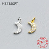 925 Silver Moon Zircon Charms Necklace DIY Jewelry Accessory