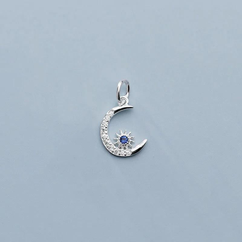 925 Silver Moon/Sun Zircon Charms DIY Jewelry Allery-Free