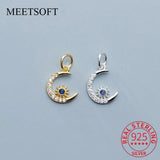 925 Silver Moon/Sun Zircon Charms DIY Jewelry Allery-Free